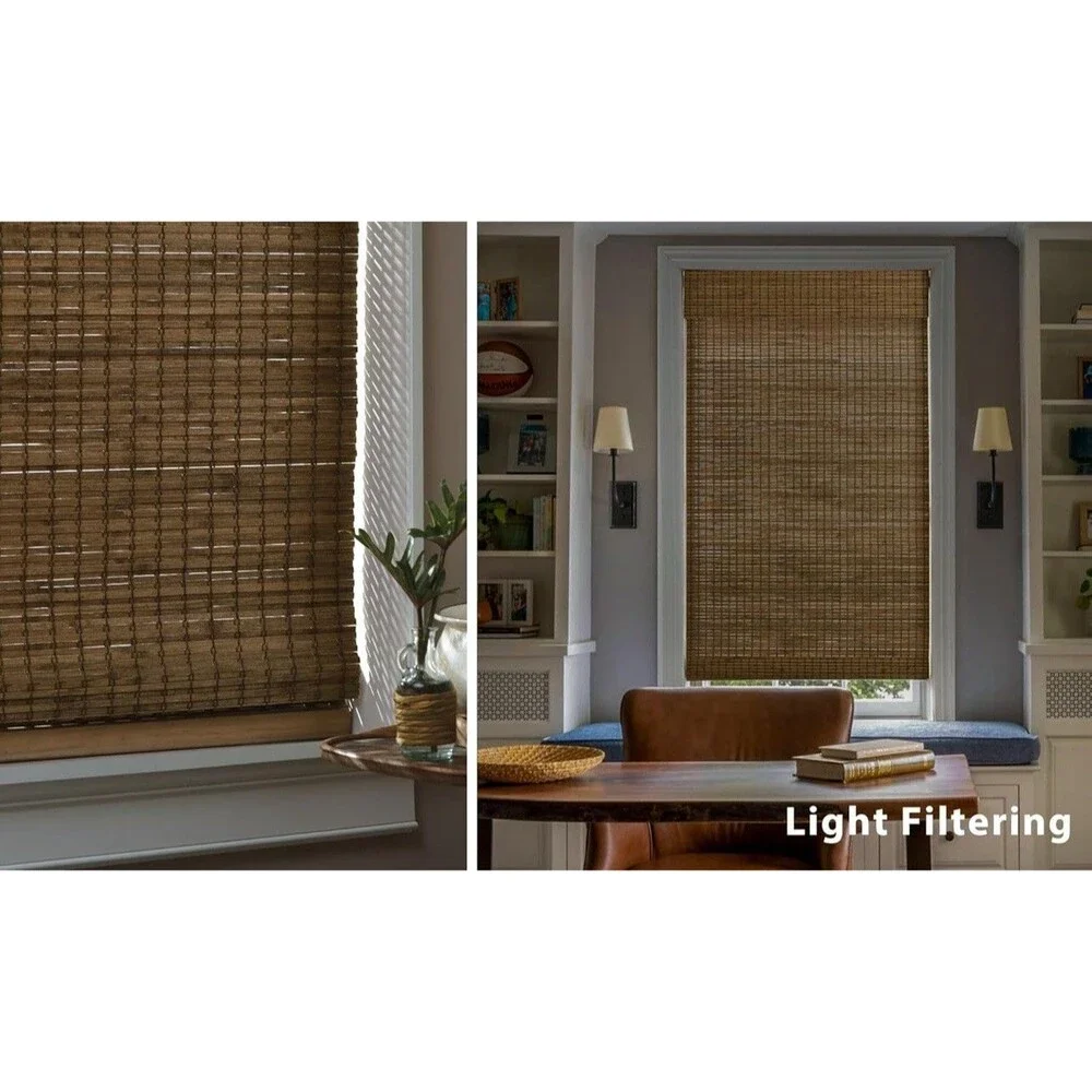 LazBlinds NoTools NoDrill Cordless Bamboo Roman ShadesLight Filtering 25.5”x64”